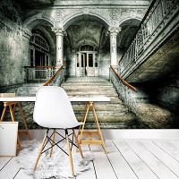 Флизелиновые 3D фото обои ретро 368 x 254 см Архитектура - Лестница в старом доме (13365V8)+клей
