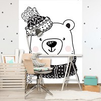 Флизелиновые фото обои детские 206 x 275 см Плюшевый мишка в шарфике (13384VEA)+клей