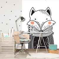 Флизелиновые фото обои в детскую комнату 206 x 275 см Лисичка в шарфике (13385VEA)+клей
