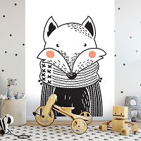 Флизелиновые фото обои в детскую комнату 184 x 254 см Лисичка в шарфике (13385V4A)+клей