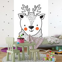 Флизелиновые детские фото обои 206 x 275 см Олененок в шарфике (13386VEA)+клей
