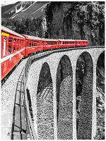 3D природа флизелиновые фотообои 206x275 см Бернина экспресс - красный поезд (1344VEA)+клей