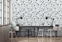 Флизелиновые фотообои абстракция 368x280 см Текстура серого камня терраццо (13473V10) +клей