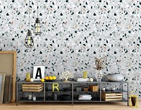 Флизелиновые фотообои абстракция на стену 460x300 см Текстура серого камня терраццо (13473V12) +клей