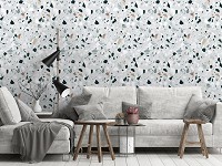 Флизелиновые фотообои 368x254 см Текстура серого камня терраццо (13473V8) +клей