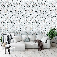 Флизелиновые фотообои абстрактные 312x219 см Текстура серого камня терраццо (13473VEXXL) +клей