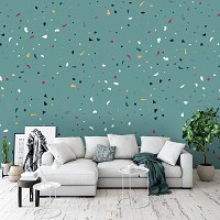 Флизелиновые фотообои с узорами 460x300 см Текстура зеленого камня терраццо (13474V12) +клей