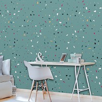 Флизелиновые фото обои узоры 254x184 см Текстура зеленого камня терраццо (13474V4)+клей