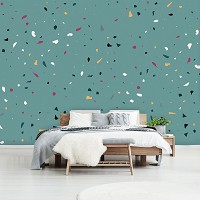 Флизелиновые фото обои узоры 312x219 см Текстура зеленого камня терраццо (13474VEXXL) +клей