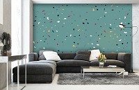 Флизелиновые фотообои абстракция на стену 368x280 см Текстура зеленого камня терраццо (13474V10) +клей