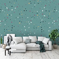 Флизелиновые фотообои абстракция Текстура зеленого камня терраццо (13474V)+клей