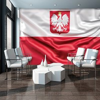 Светлые 3D флизелиновые фотообои Польский флаг (13478V)+клей