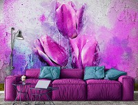 Фотообои флизелиновые 254 x 184 см Цветы - Нарисованные тюльпаны (13482V4)+клей