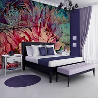 Флизелиновые фотообои 312x219 см Нарисованный большой цветок на стене (13484VEXXL) +клей