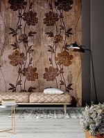 Флізелінові фото шпалери 206x275 см Коричневі квіти (13486VEA)+клей - вид 6 мініатюра