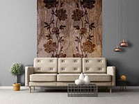 Флизелиновые фото обои абстракция 184x254 см Коричневые цветы (13486V4A)+клей