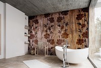 Красивые флизелиновые фотообои на кухню 368x280 см Цветы в оттенках коричневого (13486V10) +клей