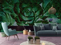 Флизелиновые фото обои красивые 254x184 см Зеленый цветок (13502V4)+клей