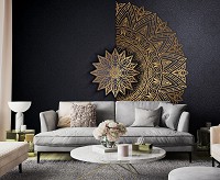 Флізелінові фотошпалери 460x300 см Золота графітова мандала у стилі бохо (13504V12) +клей