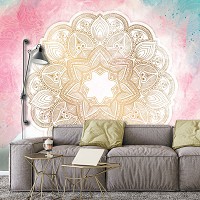 Рожеві флізелінові фотошпалери 312x219 см Пастельна мандала (13505VEXXL) +клей