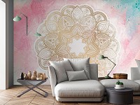 Рожеві флізелінові фотошпалери 460x300 см Пастельна мандала (13505V12) +клей