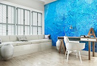 Повторюваний візерунок на флізелінових фото шпалерах 460x300 см Мандала Лазурна (13507V12) +клей