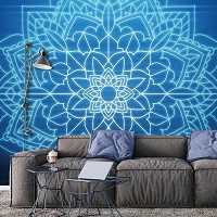 Флизелиновые фото обои узоры 416x290 см Мандала в синих цветах (13508VEXXXXL) +клей