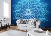 Флизелиновые фото обои узоры 312x219 см Мандала в синих цветах (13508VEXXL) +клей