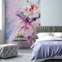 Флизелиновые фотообои в интерьере 206x275 см Нарисованные цветы на стене (13512VEA)+клей - вид 5 миниатюра