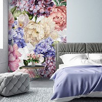 Флизелиновые фото обои с цветами 184 x 254 см Пастель Пионы Гортензии (13513V4A)+клей