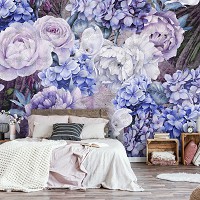 Флизелиновые фото обои 368х254 см цветы фиолетовые пионы гортензии (13514V8)+клей