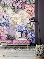 Флизелиновые фото обои природа 206 x 275 см Цветы Пастель Пионы Гортензии (13515VEA)+клей