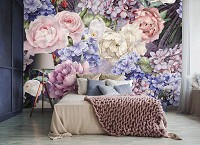 Флизелиновые фото обои 254 x 184 см Цветы Пастель Пионы Гортензии (13515V4)+клей