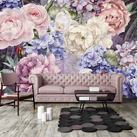 Флизелиновые фотообои растения 312 x 219 см Цветы Пастель Пионы Гортензии (13515VEXXL)+клей