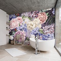 Флизелиновые фотообои в цветок 416 x 254 см Пастель Пионы Гортензии (13515VEXXXL)+клей