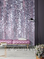 Флизелиновые фотообои с природой в интерьере 206x275 см Цветы Глицинии (13520VEA)+клей