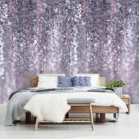 Флизелиновые фотообои 312x219 см Цветы Глицинии на сером фоне (13520VEXXL) +клей