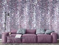 Флизелиновые фотообои 416x254 см Цветы Глицинии на сером фоне (13520VEXXXL) +клей