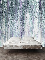 Флизелиновые фото обои красивые цветы 254x184 см Глицинии (13521V4)+клей