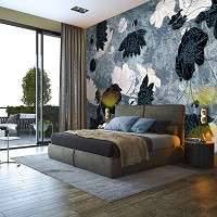 Красивый узор флизелиновые фотообои 416 x 290 см Нарисованные цветы в темных тонах (13522VEXXXXL)+клей