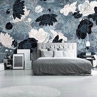 Узор флизелиновые фотообои 312 x 219 см Нарисованные цветы в темных тонах (13522VEXXL)+клей