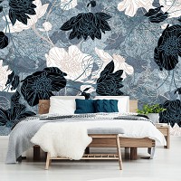 Флизелиновые фотообои узор 416 x 254 см Нарисованные цветы в темных тонах (13522VEXXXL)+клей