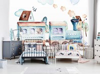 Флизелиновые фотообои в детскую 312x219 см Поездка на поезде - локомотив (13526VEXXL) +клей