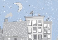 Флизелиновые детские фотообои для маленьких домики 520x318 см Ночные кошки на крышах (13527VEXXXXXL) +клей - вид 1 миниатюра