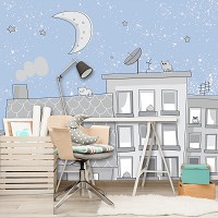 Коты флизелиновые фотообои Для детей Ночные кошки (13527V)+клей