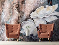 Флизелиновые фотообои в романтическом стиле 520x318 см Бежевая и коричневая структура цветка (13528VEXXXXXL) +клей