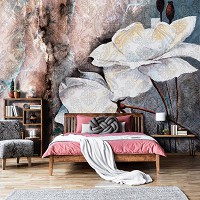 Флизелиновые фотообои в спальню 312x219 см Бежевая и коричневая структура цветка (13528VEXXL) +клей