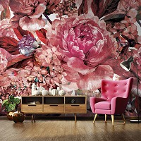 Флизелиновые красные фотообои цветы 416x254 см Цветочное Искусство (13529VEXXXL) +клей