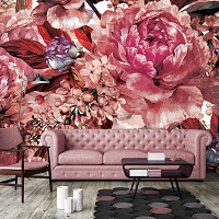 Флизелиновые красные фотообои 416x290 см Цветочное Искусство (13529VEXXXXL) +клей