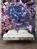 Флизелиновые фото обои листья 206x275 см Фиолетовые цветы (13530VEA)+клей